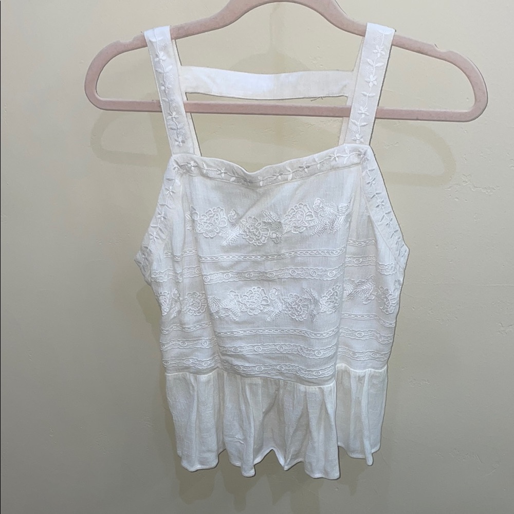 In Bloom White Sleeveless Bustier Peplum Tank Top